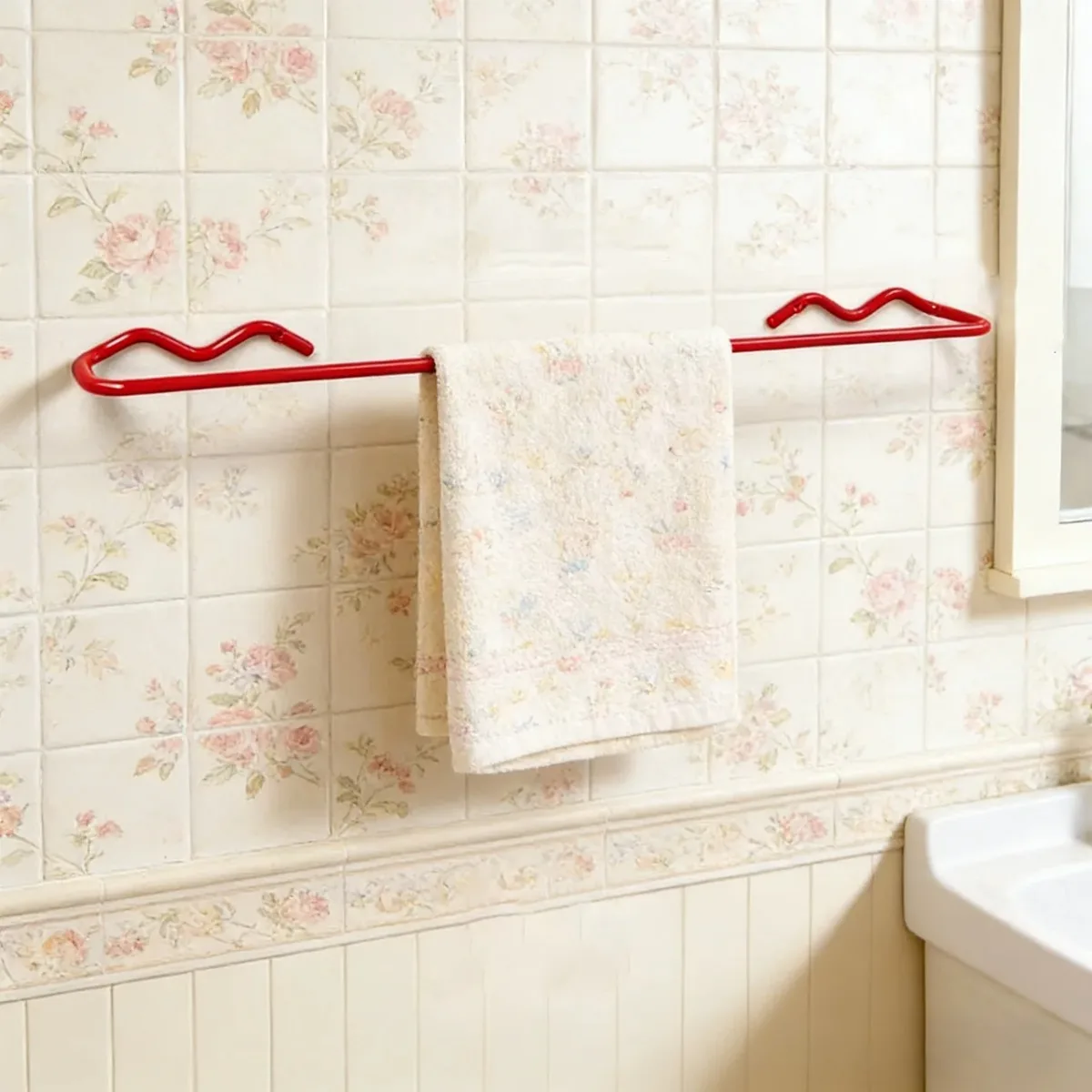 Dopamine Style Bathroom Towel Bar Wall Mounted Metal Towel Rack Bathroom Organizer Home Decor