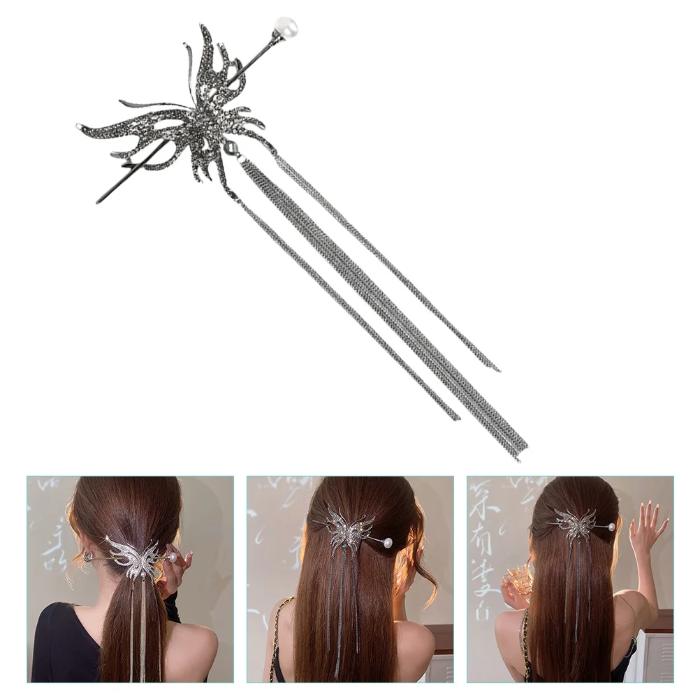 

Pearl Hairpin Accessories Women Butterfly Sticks Girls Bun Headgear Retro Style Safe Alloy Long Time Use Decorative s