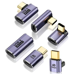 USB 4.0 Adapters U-Shape Straight Angle Adapter Type C Female to Type C Male 40Gbps Fast Data Adapter Converter Charging Adapter