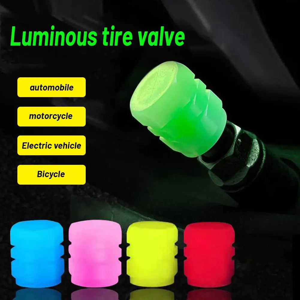 8Pcs Luminous Valve Caps Fluorescent Night Glowing Luminous Wheel Motorcycle Valve Tyre Bike Bicycle Caps Decors Car Hub Z7V7