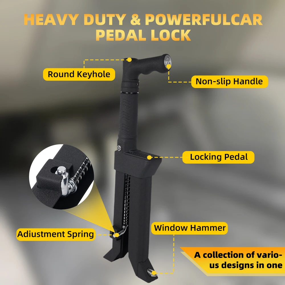 ZSRA-Brake Pedal Lock Car Anti Theft Device Auto Heavy Duty Car Lock For SUV Auto Van 5-15mm Pedal Stem Width with 3 Keys STW086