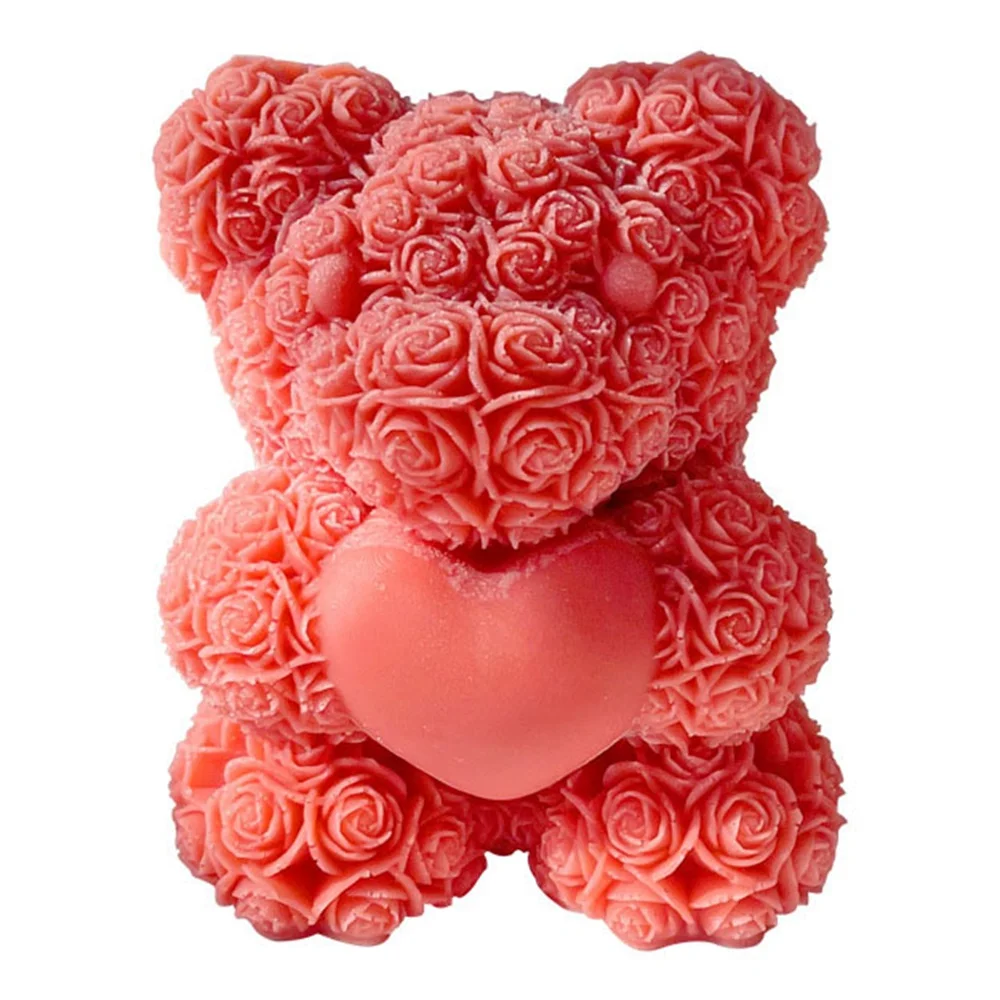 

Valentine's Day Love Rose Bear Candle Silicone Mold DIY Qixi Bear Silicone Mold Scented Making Tools 3D DIY Handmade Fragrance