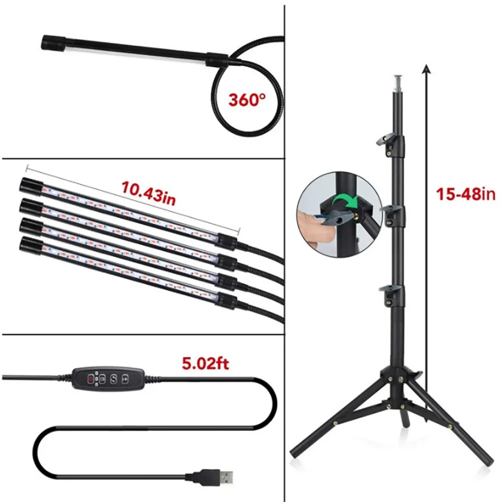 LED Plant Lights Reverse Folding Triangle Bracket For Aquarium Nursery Greenhouse Growing Plants Vegetable Fill Plant Grow Light