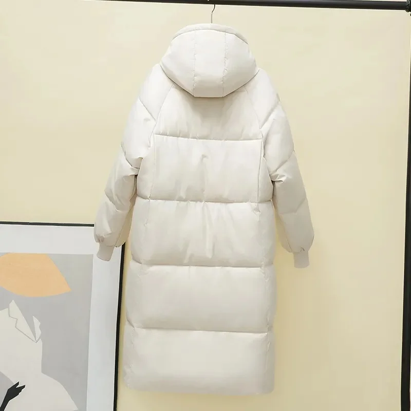 Parka feminina justa com capuz, parka grossa e quente, casaco puffer, sobretudo à prova de vento, casaco longo, moda, inverno, moda, 2022