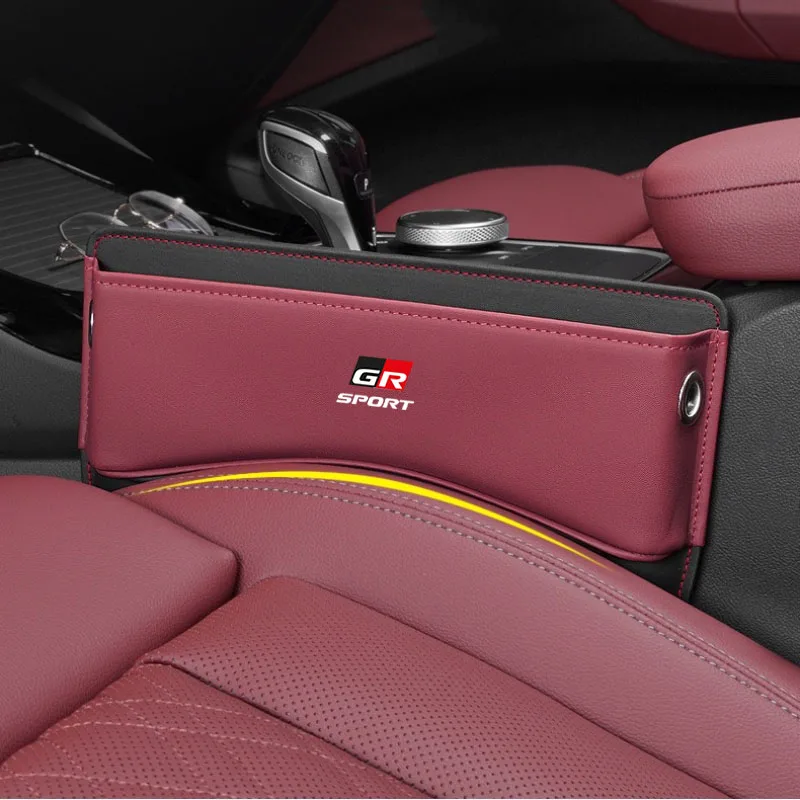 Car Seat Gap Organizer Leather Auto Console Side Crevice Storage Box For Toyota GR Sport Gazoo Racing Supra Corolla Auris Camry