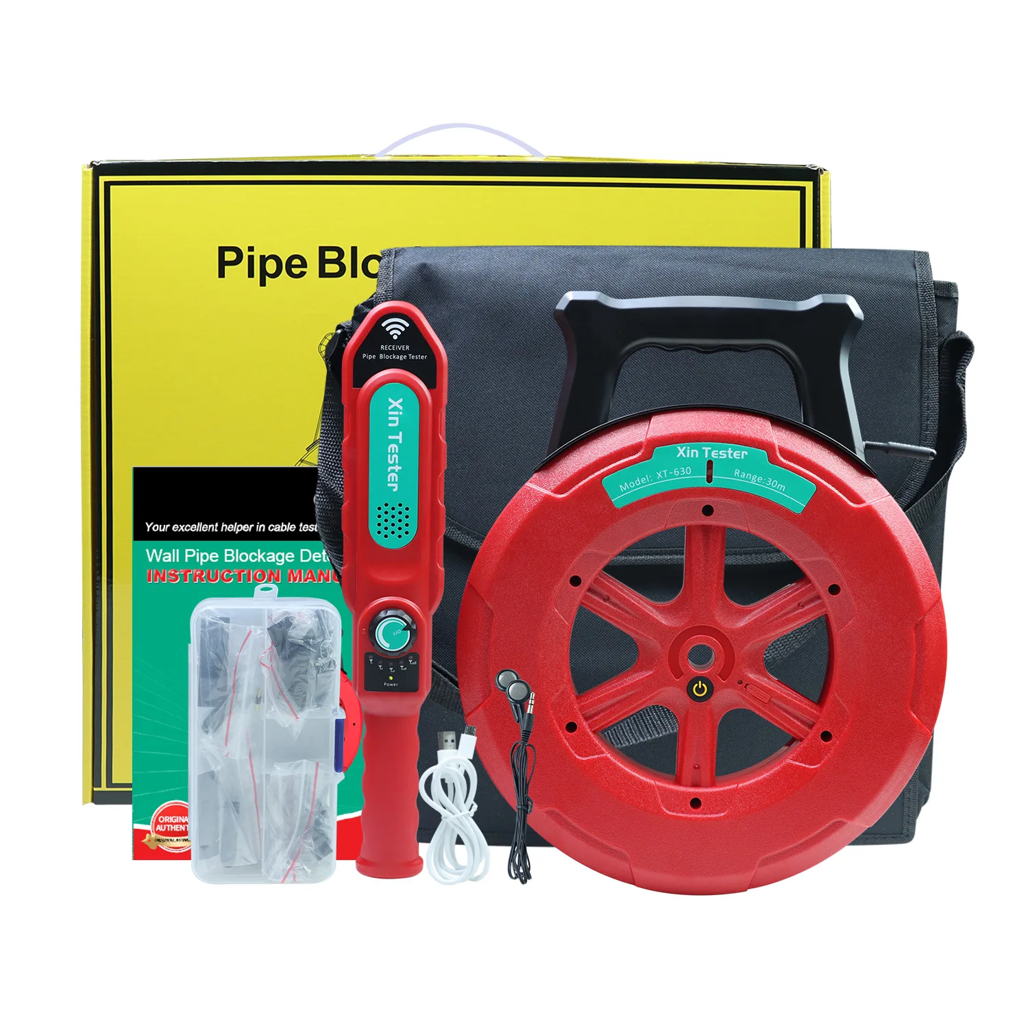 

Xin Tester Wall PVC Iron Pipe Blockage Detector Locator Blockage Detector Underground Sewer Blockage Water Pipe Tool XT-630