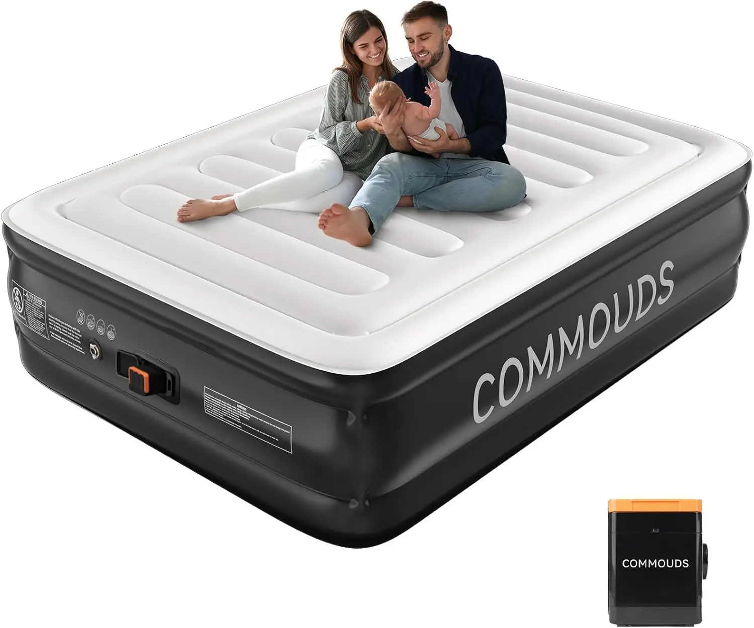 

18" Queen Air Mattress with Rechargeable Pump, Inflatable Bed for Camping, Home, Guest, 650 lbs Capacity