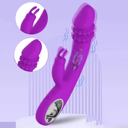 Potente vibrador de conejo para mujer, estimulador de clítoris y punto G, consolador de masaje de pezón y Vagina, masturbación, juguete sexual para adultos