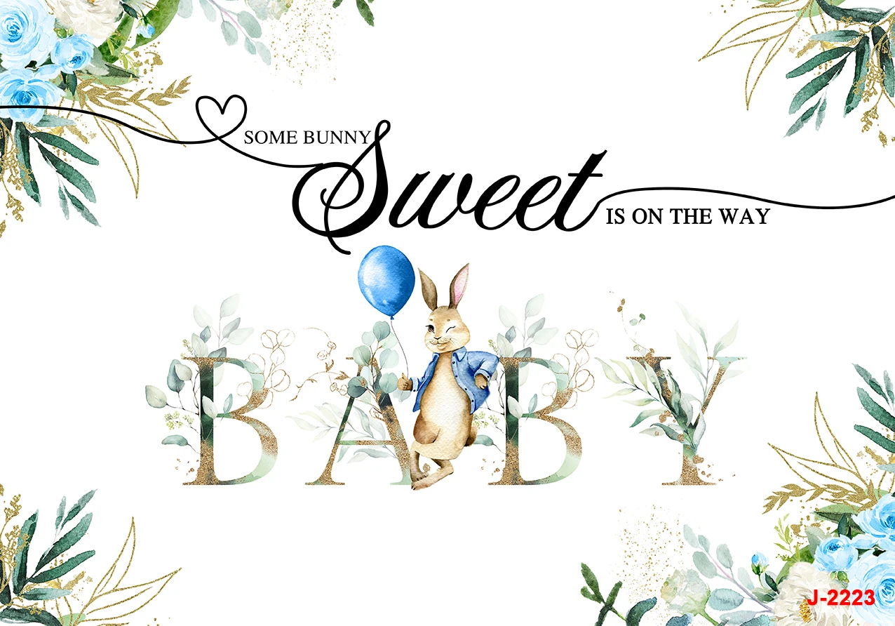 Some Bunny Is Turning One Backdrop Baby Shower Birthday Party Photography Easter Rabbit Flowers Background Photo Studio