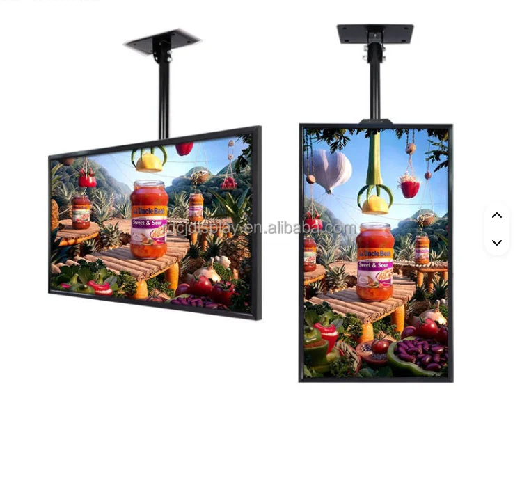 Factory Directly Selling 55 Inch Indoor Ceiling Hanging LCD Advertising Player 4K Digital Signage Display Window Facing Kiosk
