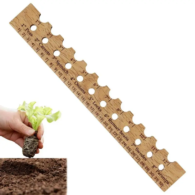 Planting Ruler And Dibber Wooden Planting Spacer Template Tool Reusable Wooden Plant Plants Spacing And Interval Ruler Template