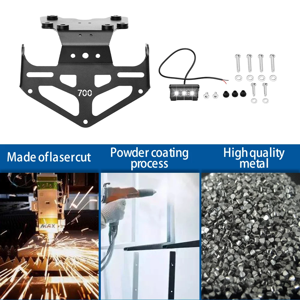 オートバイ用リアライセンスプレートホルダー、CNCアルミニウムブラケット、テイルコンディフェンダー眉毛、ヤマハ用700、2019、2020-2023、新品