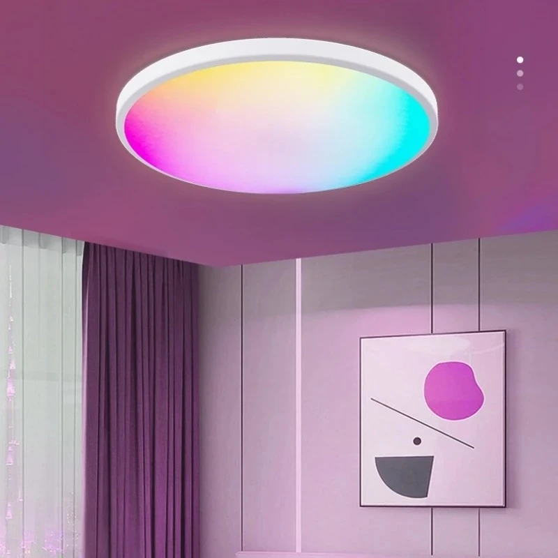 RGB Colorful Ceiling Light with Remote Control Dimming Color Adjustment  Living Room Lighting LED Indoor Atmosphere Light