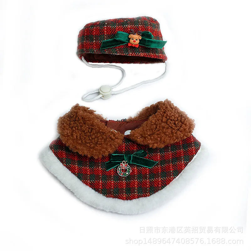 Christmas Cat Stewardess Hat Dog Bib Pet Dress Up Creative New Year Gift