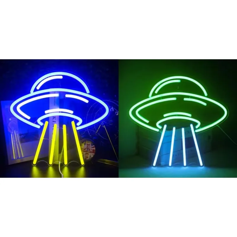 

alien spaceship LED neon sign wall decor space neon sign, blue UFO neon sign bedroom playroom wall decor, UFO lovers