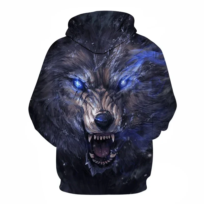 3D-Druck Hoodie mit Wolf-Motiv für Herren und Damen, modischer, lässiger Oversize-Pullover, Hip-Hop, Harajuku, Streetwear – Detail 2