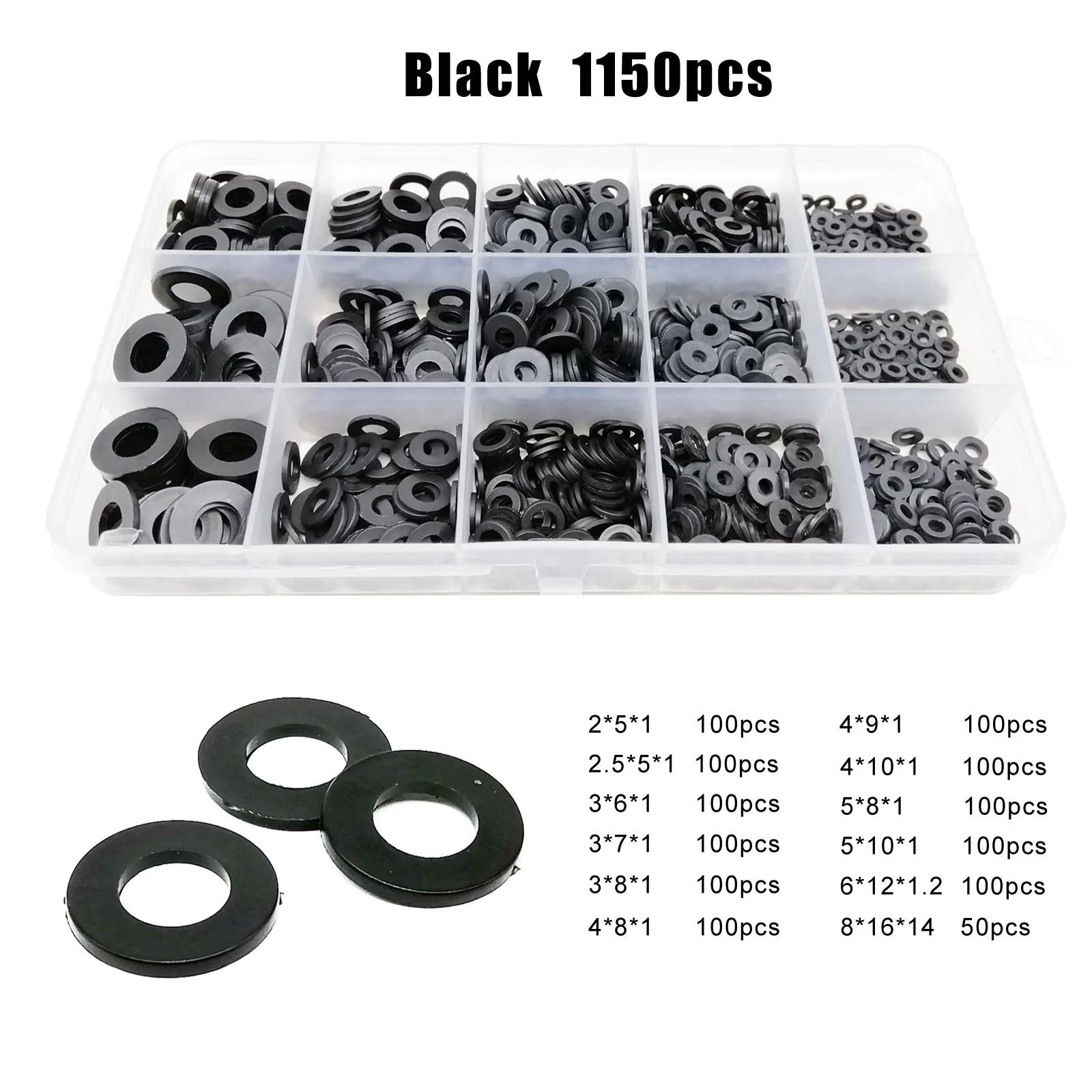 1150/700/500 st Plastic Nylon Platte Ring Plain Spacer Isolatie Pakking Ring Assortiment Kit Set M2 M2.5 M3 M4 M5 M6 M8 M10