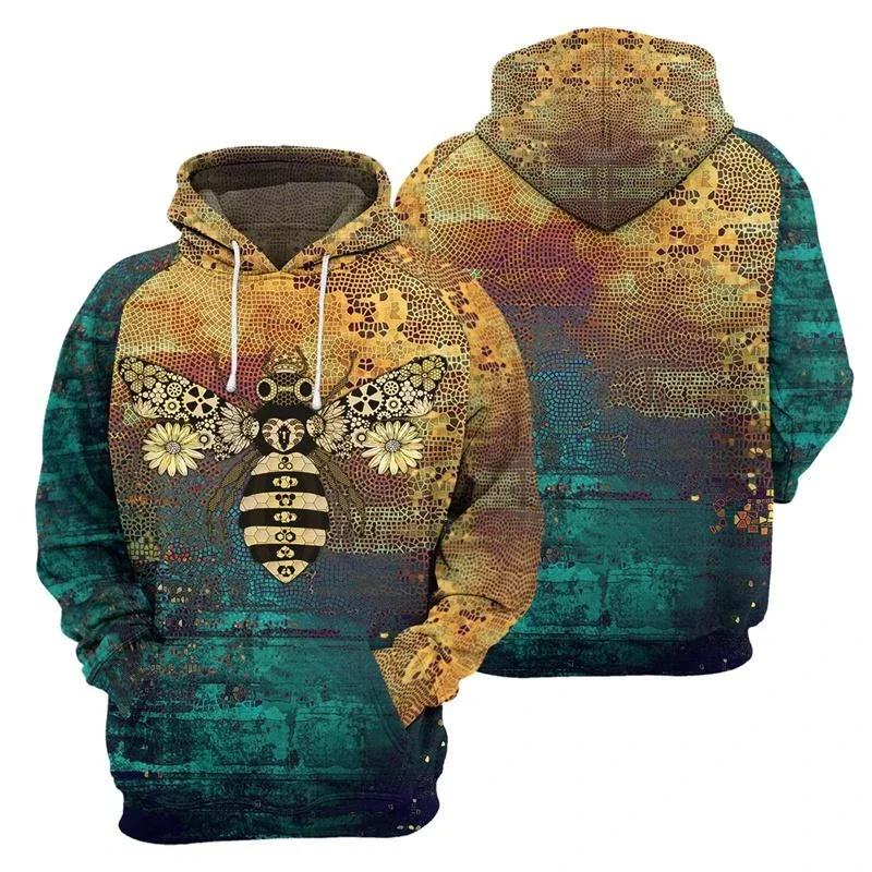 Cosplay Bee Hoodies Men's Clothing Long Sleeve Pullover Sweatshirt 3D Printed Funny Animal Striped 2025 Autumn Outdoor Hoodie