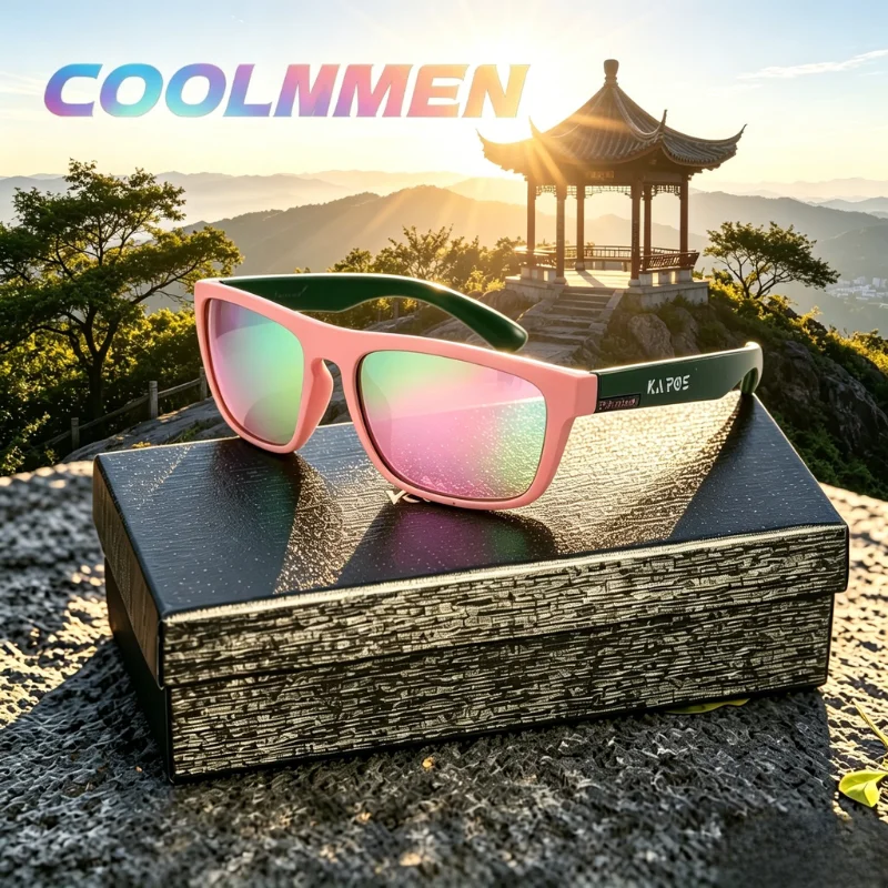 COOLMEN Unisex Outdoor Polarized Sports Glasses Portable Light Frame Anti UV Shades for Running Riding Camping Driving Vacation