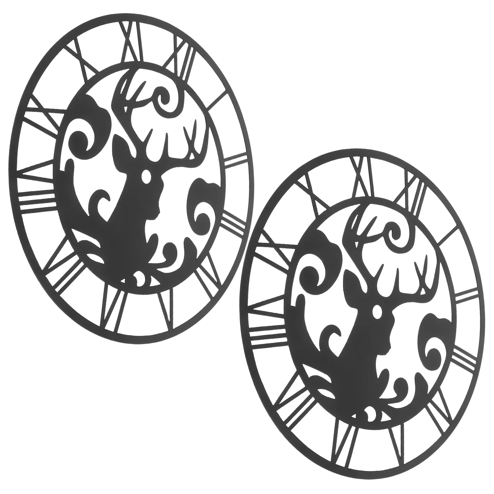 

2Pcs Round Roman Numeral Acrylic Wall Clock Face Decal Sticker DIY Hollow Mirror Clock Dial Replacement for Entryway Living Room