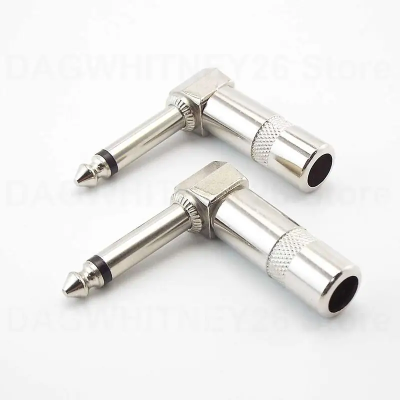 1/4 Inch 6.35mm 6.5mm L-shape Jack Right Angle Male Mono Plug Connector 90 degree For Guitar Audio adapter U26