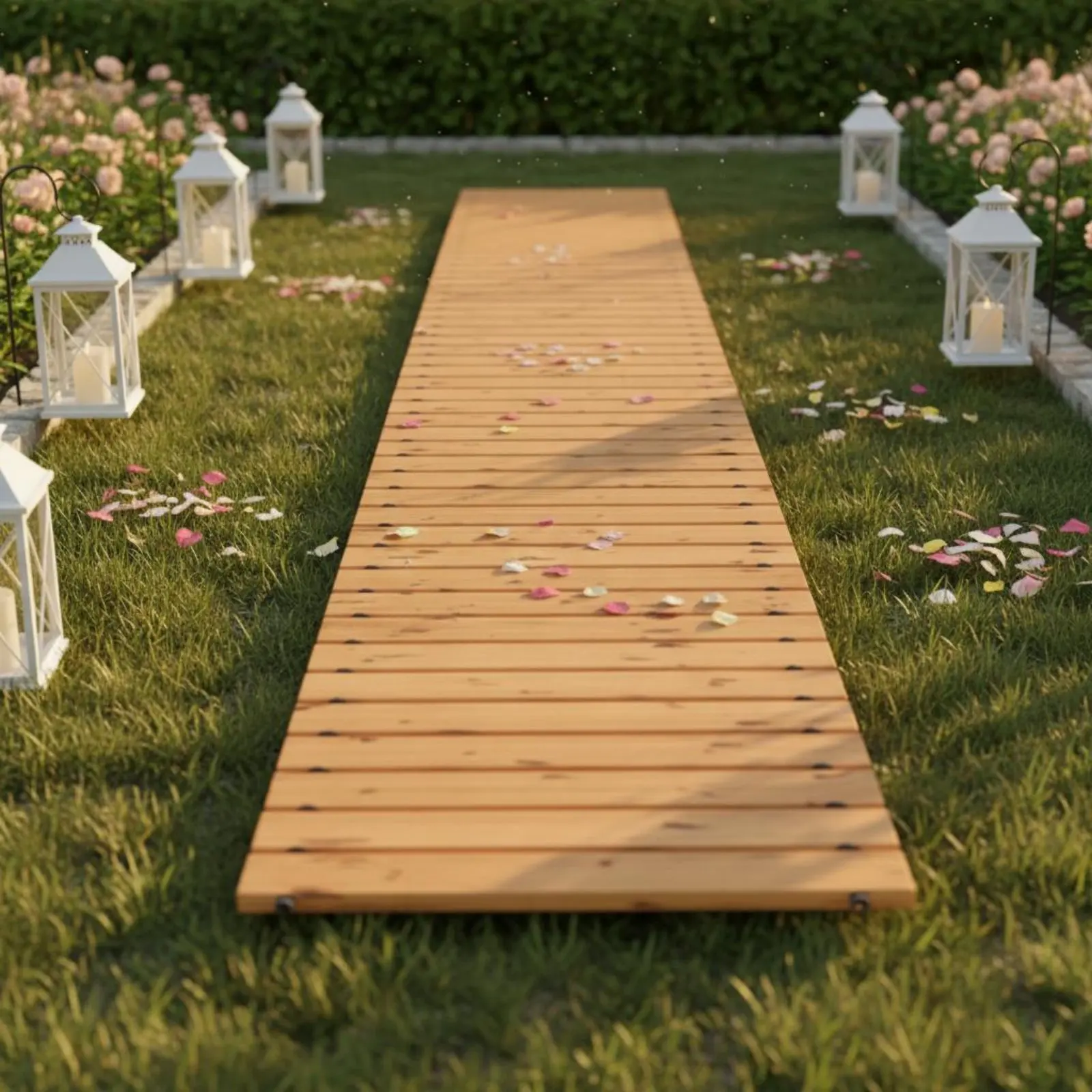 Wooden Garden Path Easy to Place Wooden Pathway Cedar Boardwalk Sturdy Slatted Design Outdoor Flooring Anti-Slip