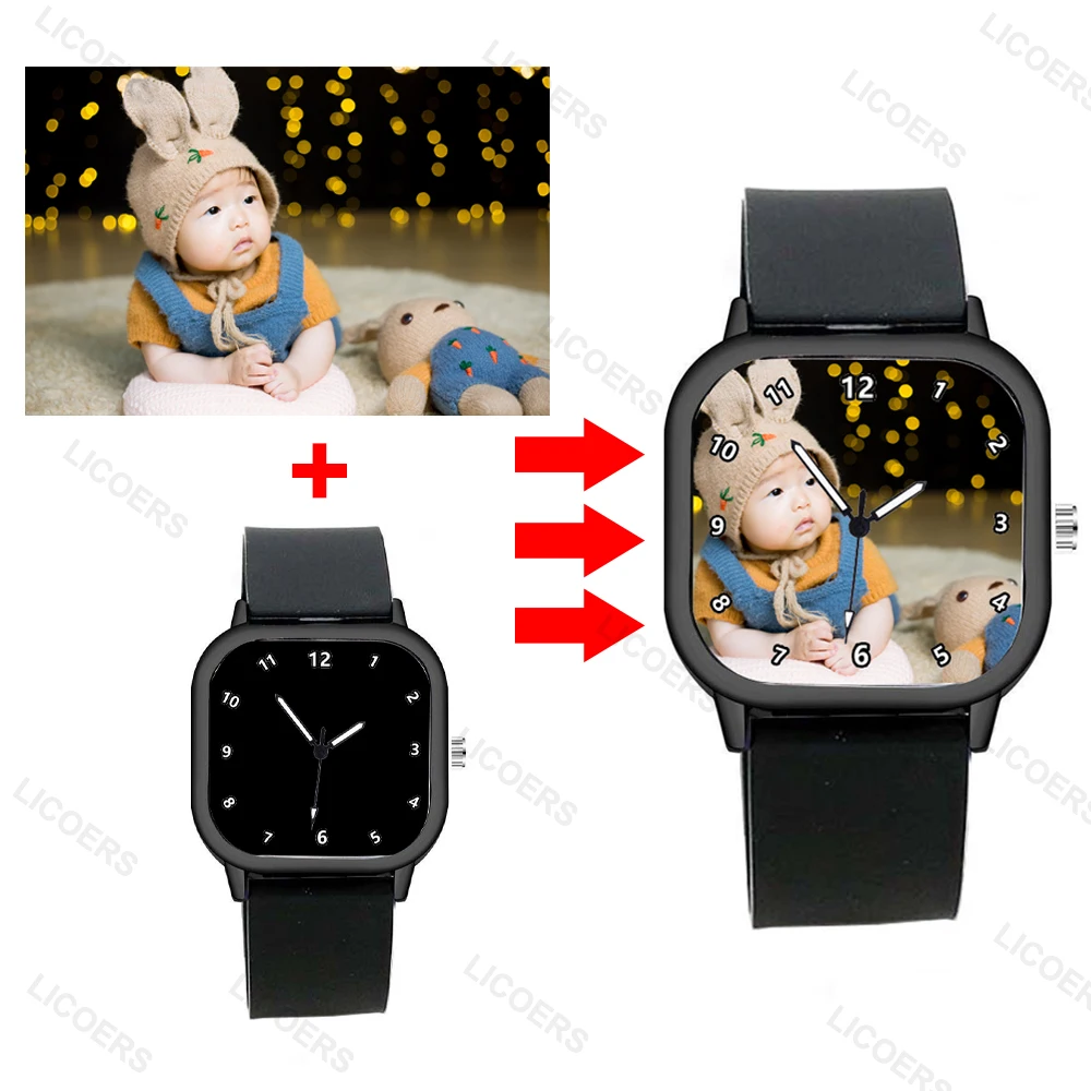 Custom DIY Watch Women Men Printing Photo Logo Name Text on Dial Personalized Luminous Wristwatch Digital Quartz Wristwatches