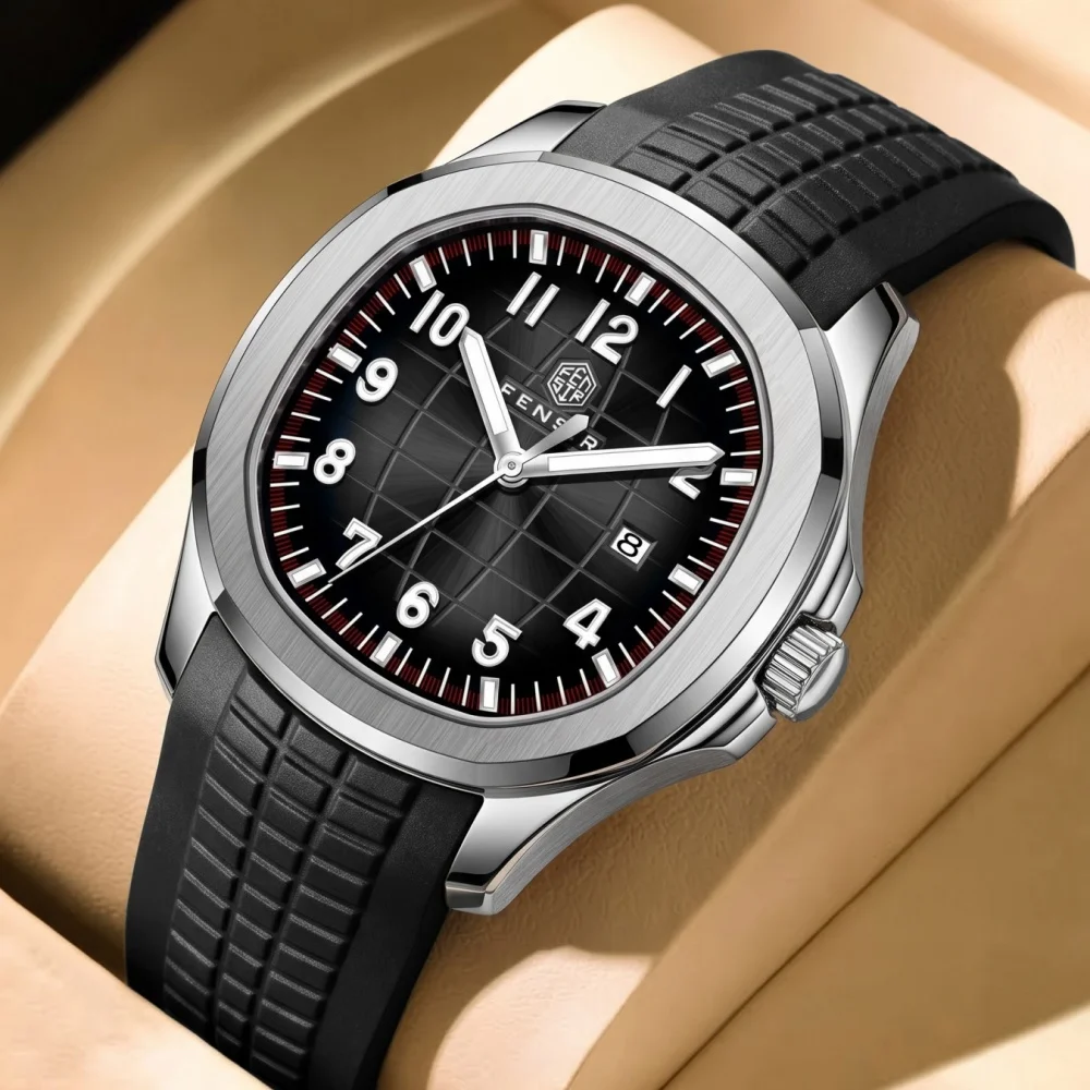 Classic Sports Style Men's Quartz Watch with Calendar Window, Waterproof Rubber Strap, Versatile for Daily Commuting and Outdoor Activities, Fashionable Business Casual Gift for Men