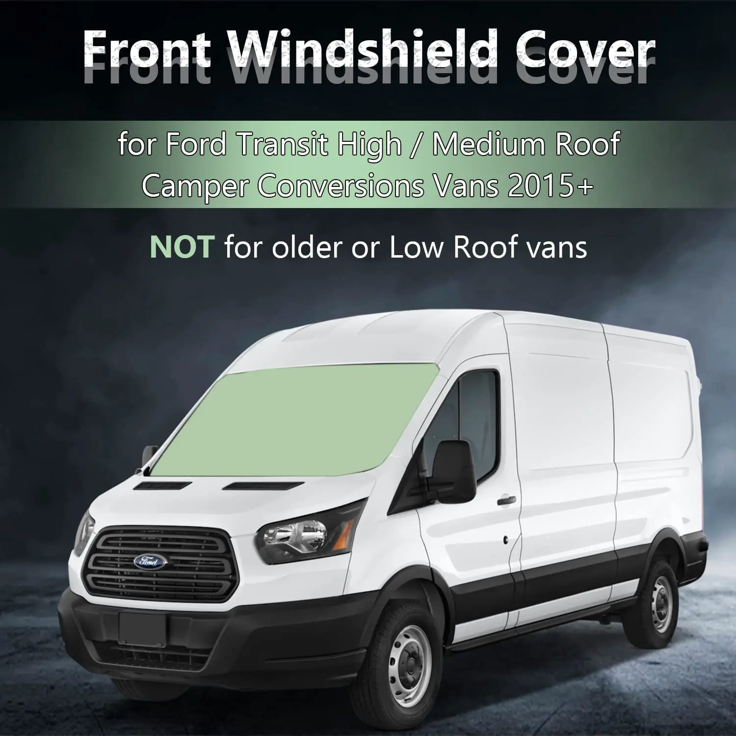 Upgraded Front Insulated Blackout Windshield Covers Window Cover for Ford Transit High/Medium Roof Camper Conversions Model 2015