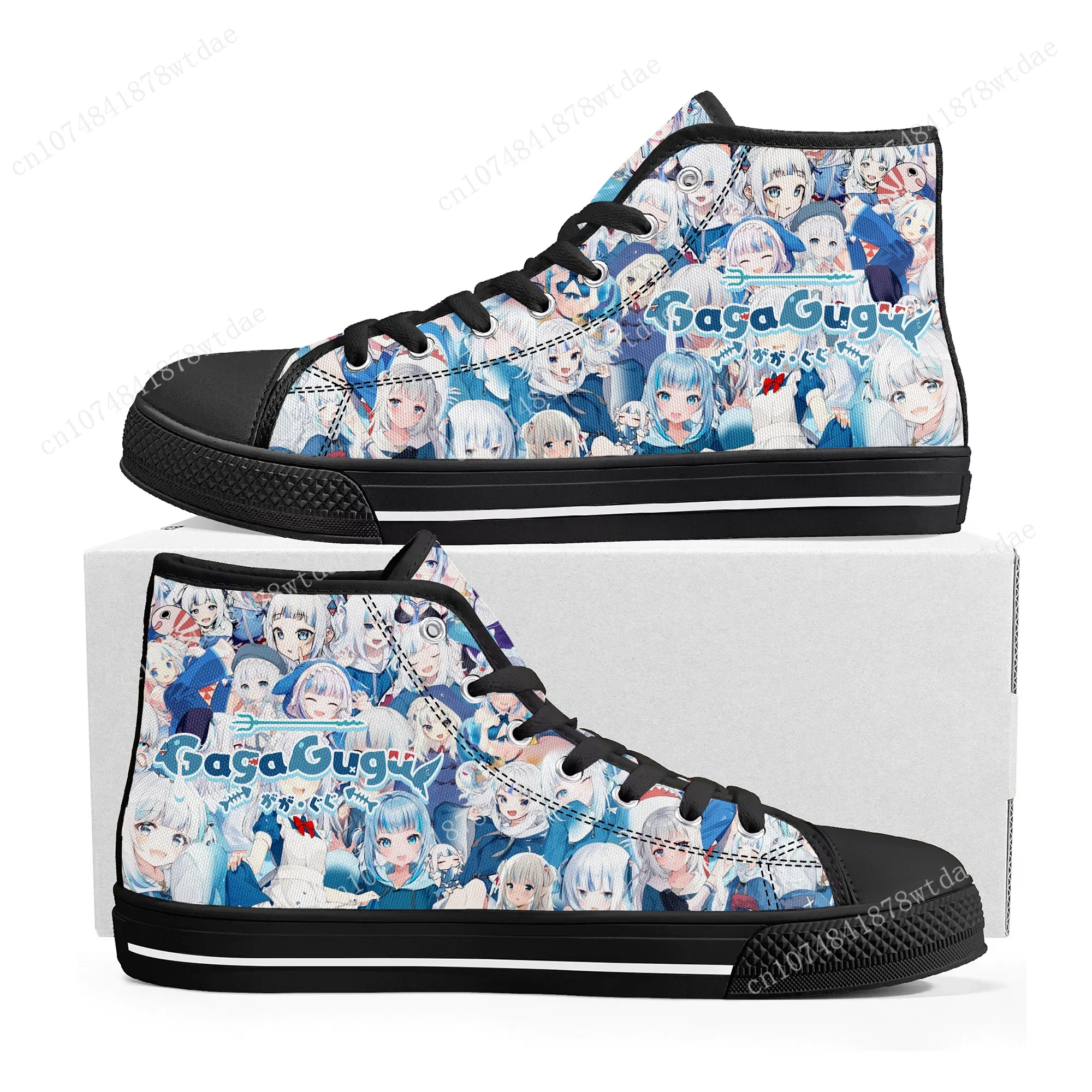 Gauru Gura Anime Canvas Sneakers para homens e mulheres, Custom Made Shoes, alta qualidade, casual, moda, adolescente, alta qualidade