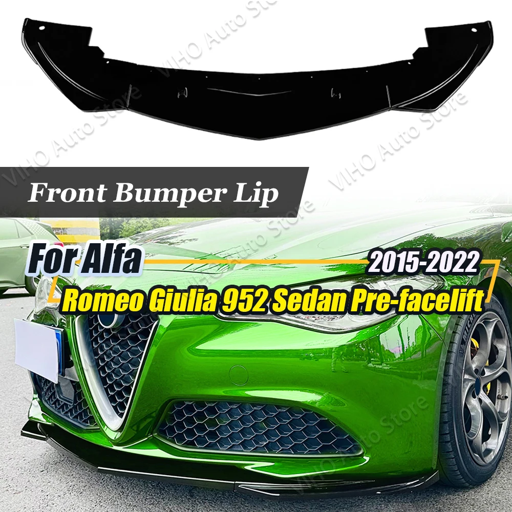 

For Alfa Romeo Giulia 952 2015-2022 Gloss Black/Carbon Look Car Front Bumper Diffuser Lip Spoiler Tuning Splitter Guard Body Kit