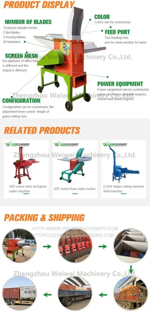Weiwei  Cow Grass Cutting Kneading Mini Goats Chaff Cutter Rabbit Feed Blades Grinder Machine Grass Crop Cutter for Sale