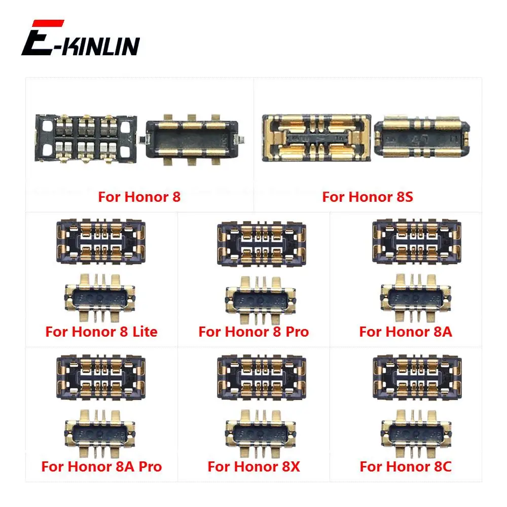 2pcs Inner Battery Connector Clip Contact Repair Parts For Huawei Honor 8X 8S 8C 8A 8 Pro Lite On the MotherBoard Flex