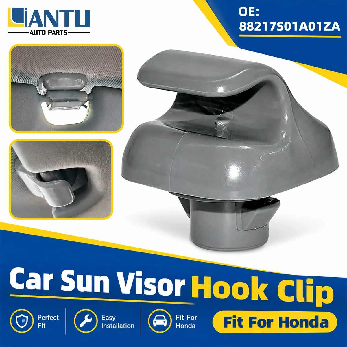 PINMOAP 2PCS Sun Visor Hook Clips Fit For Honda Accord Civic CR-V Odyssey Ridgeline Interior Retainer Replacement 88217S01A01ZA