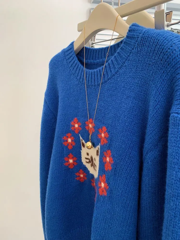 

Пуловер с круглым вырезом, свободный внешний свитер, женский новый высококачественный вязаный топ