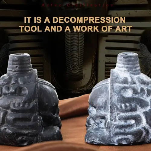 Imagen 2 del producto Silbato azteca auténtico, espeluznantes ruidosos, silbato de muerte asteca aterrador, silbato de guerra de fantasma azteca realista, juguete con cabeza de calavera