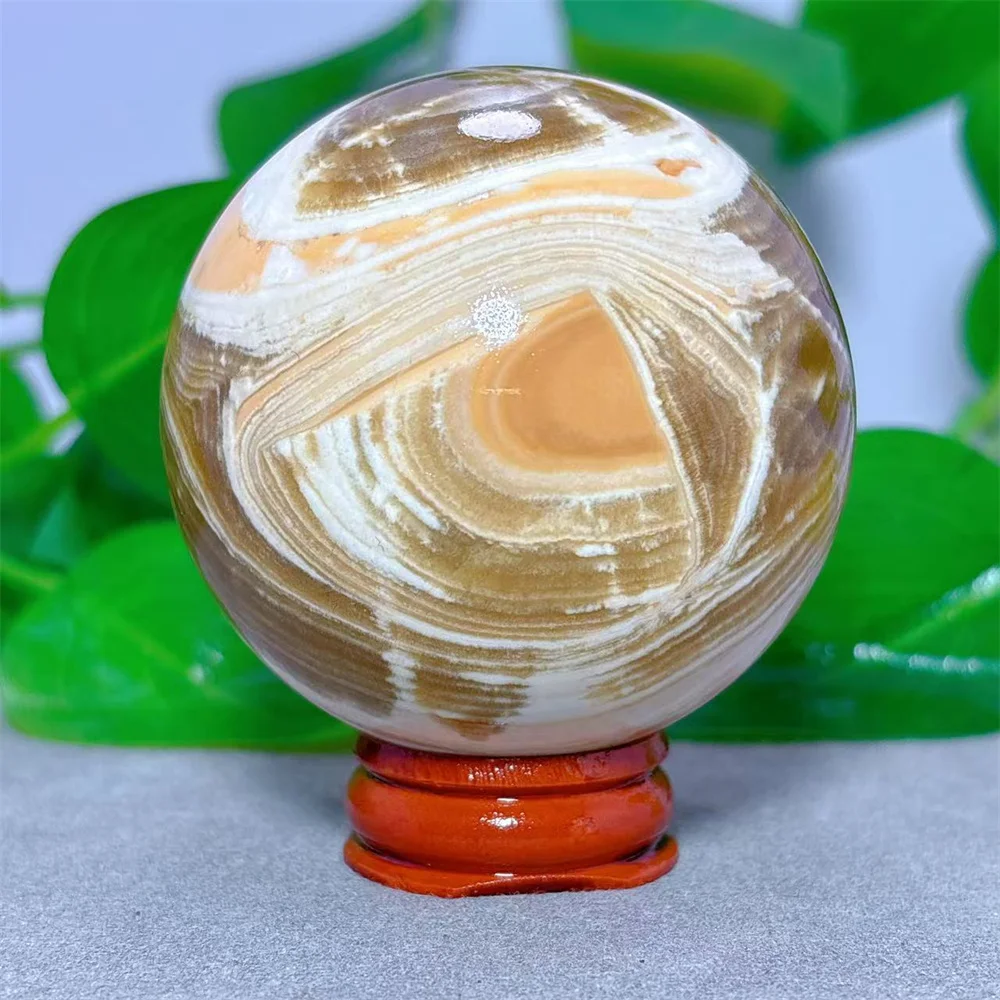 Yellow Calcite Sphere Crystal Natural Stone Quartz Minerals Home Decoritems Reiki Garden Lucky Love Gifts Energy Healing +Stand