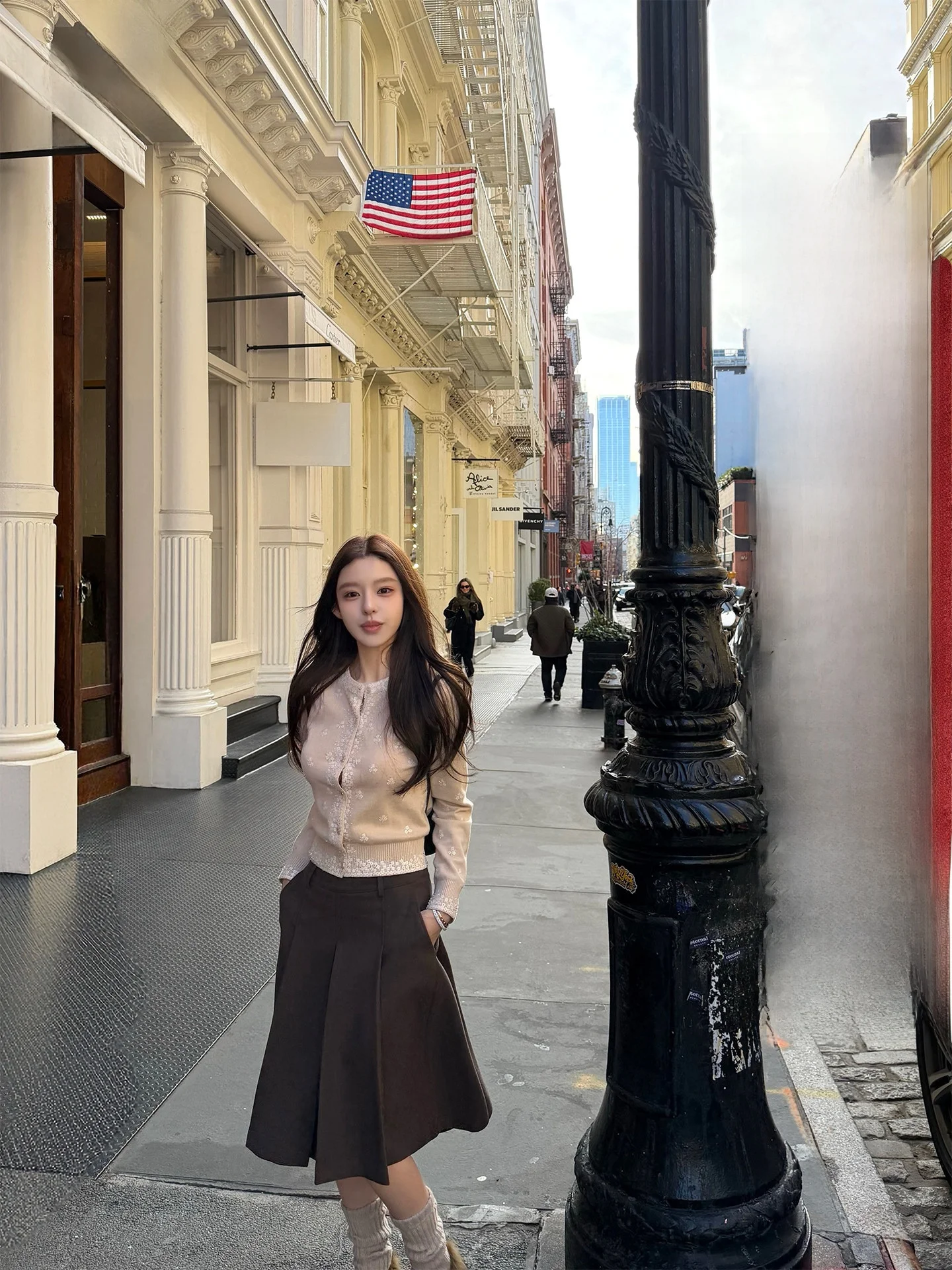 

Casual Faionable Pleated Skirt f-length Woolen Skirt Ci Commuting Daily op Stand Fit Zipper Sle for Yo...