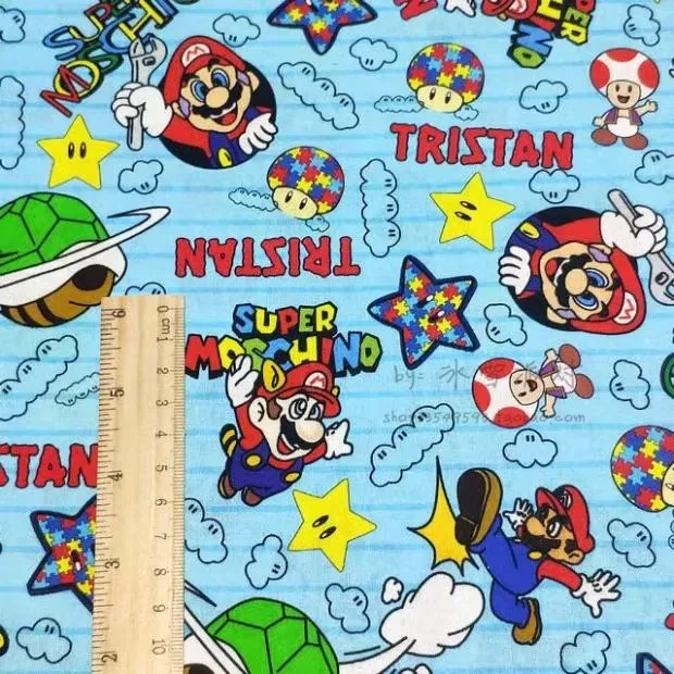 1 jard gra animowana Super Mario Bros 100 tkanina bawełniana DIYA patchworkowa tkanina odzież domowa szyta sukienka materiał