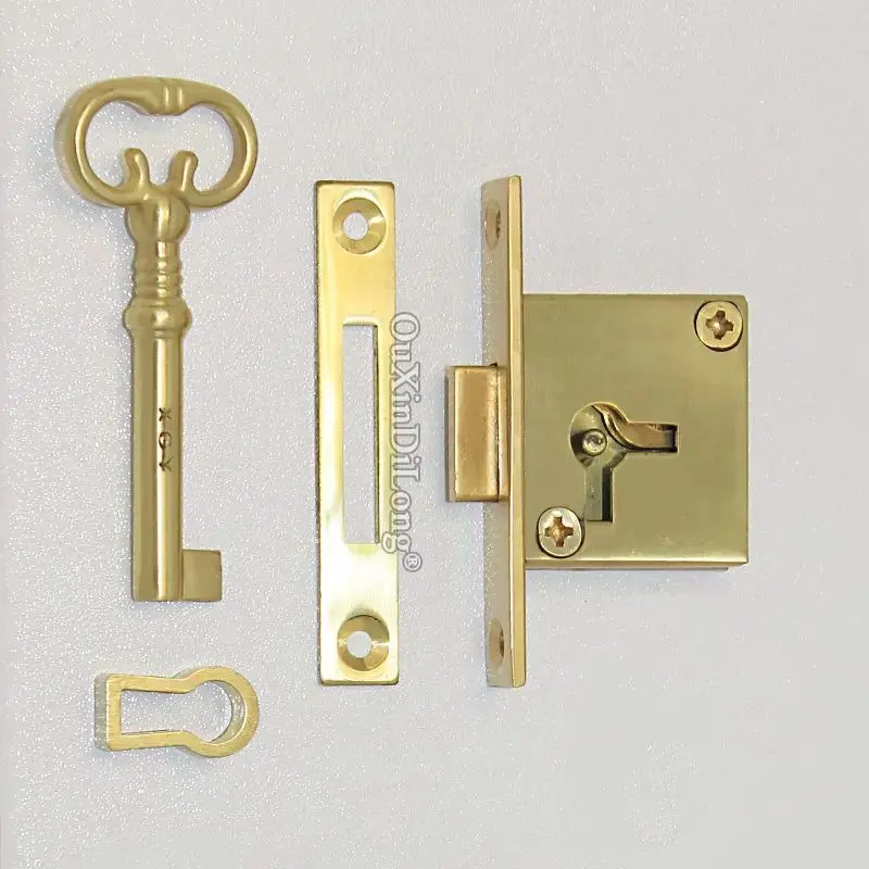 

2PCS Pure Brass Drawer Cabinet Locks Cupboard Locker File Cabinet Lock Wood Chest Case Gift Box Lock Hidden Furniture Lock+Key