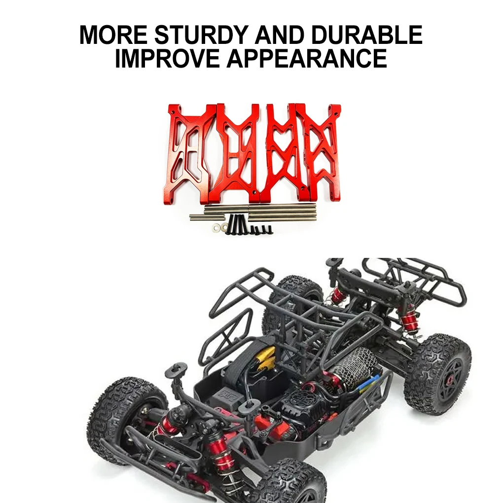 RCGOFOLLOW Brazo de suspensión inferior trasero mejorado de aleación de aluminio Brazo de suspensión inferior trasero Rc para 1/10 ARRMA SENTON 3S Rojo