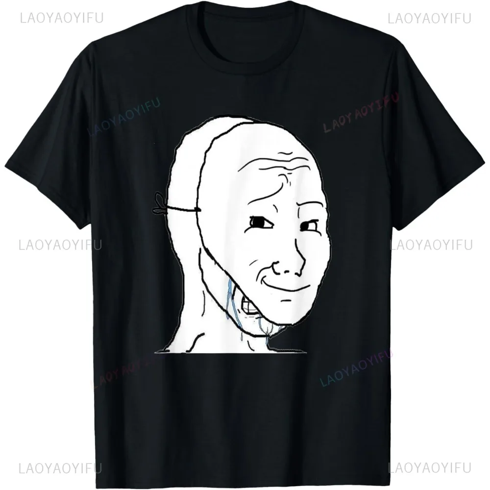 Frustrated I AM FINE Wojak Meme T-Shirt Short Sleeve Harajuku Casual Fashion Loose Streetwear Man Tshirt Comfort Breathe Tees