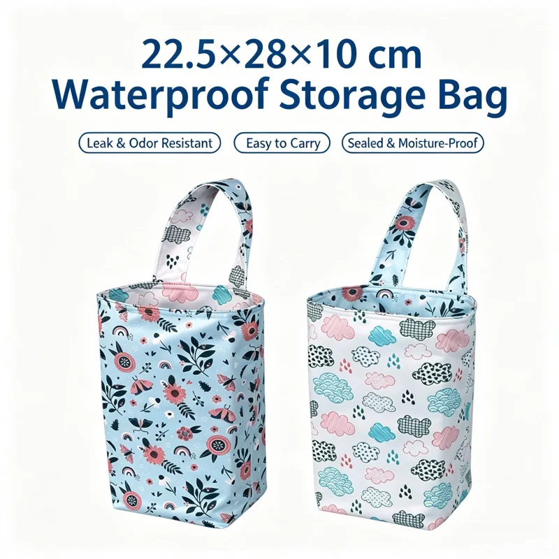 22.5x28x10cm 3D Storage Bag Waterproof Hanging Wet Dry Separation Printed Portable Handbag Kids Travel Bag