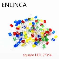 100pcs 2X3X4 Square LED 234 Red Light-emitting Diode White Yellow Red Green Blue Electronic Diy Kit