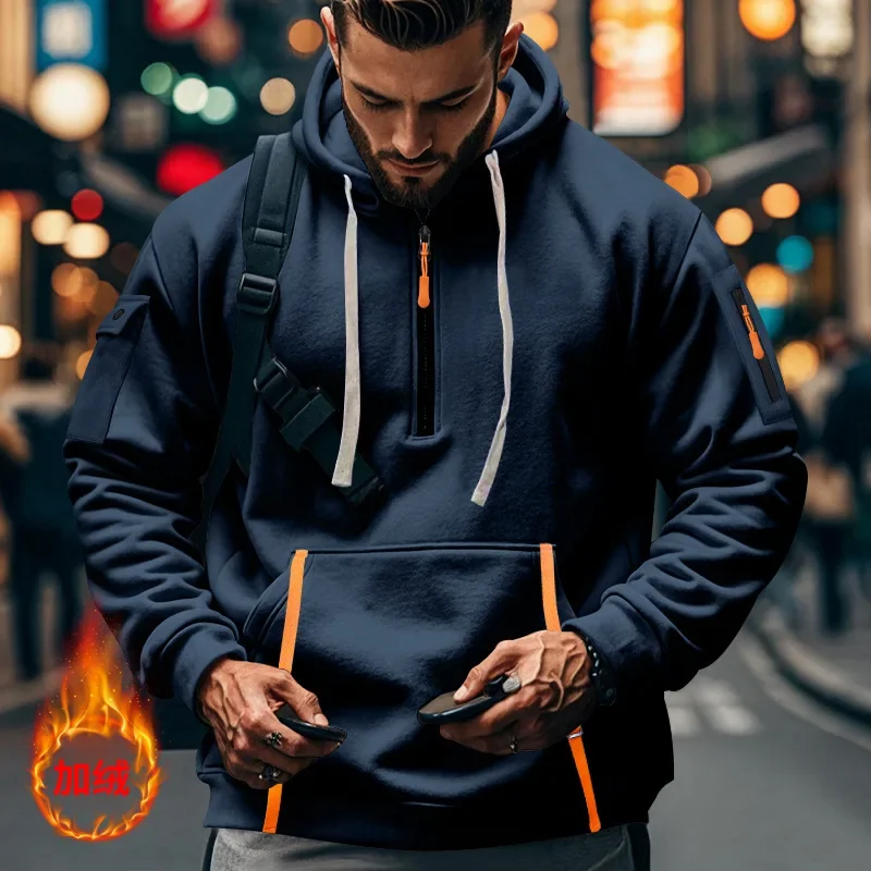 Dragon Ball Goku Kanji Kapuzenpullover mit halbem Reißverschluss, schwerer Stoff, Anime-Grafik, mehrere Taschen, Herren-Streetwear, Pullover-Sweatshirt – Detail 9