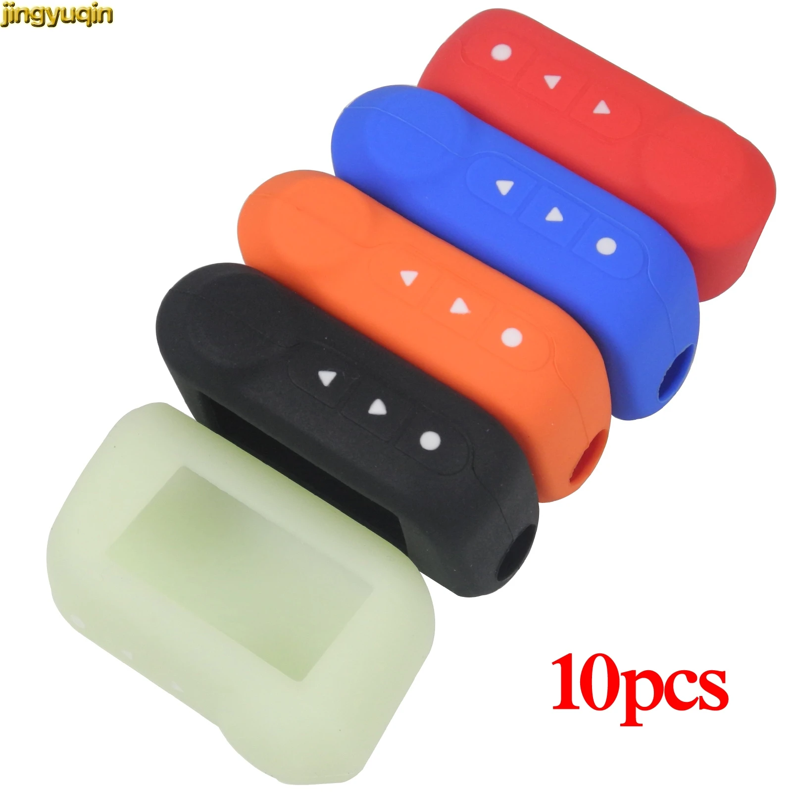 Jingyuqin 10pcs Silicone Car Key Case Cover for Russian Version Starline A93 A63 Two-Way Car Keychain Alarm LCD Remote Control