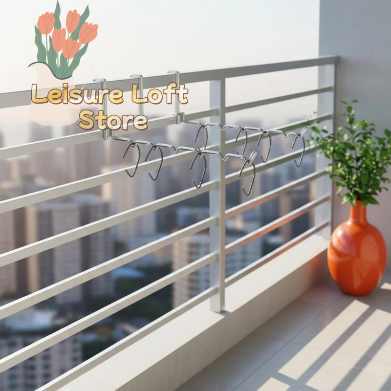 Adjustable Over Railing Clothes Drying Rack Heavy Duty Metal Space Saver for Dorm Balcony Small Living Space