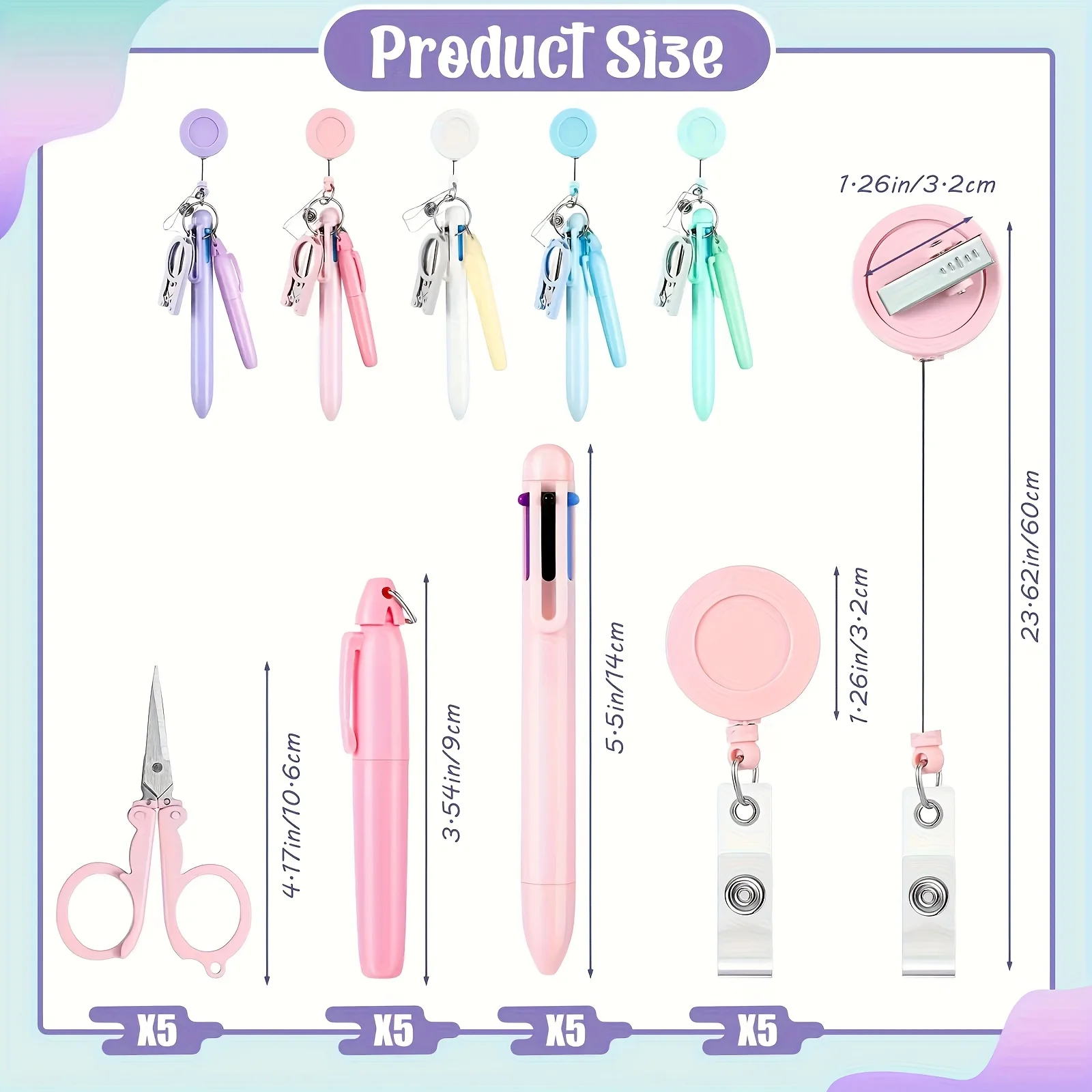 Komplettes Krankenschwester-Geschenkset Pastellfarbener Ausziehbarer Ausweishalter Medizinischer Stift Verbandschere Geschenk für Pflegeschüler