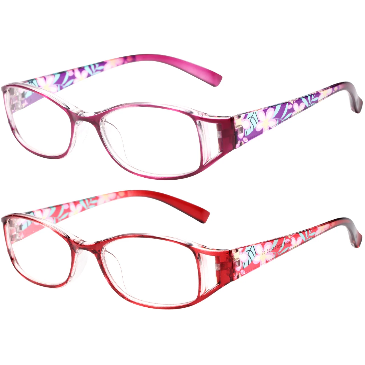 2 Pcs Fashion Reading Glasses Colorful Printed Presbyterian Glasses Hollow Out Design Ladies Decorative Eyeglasses