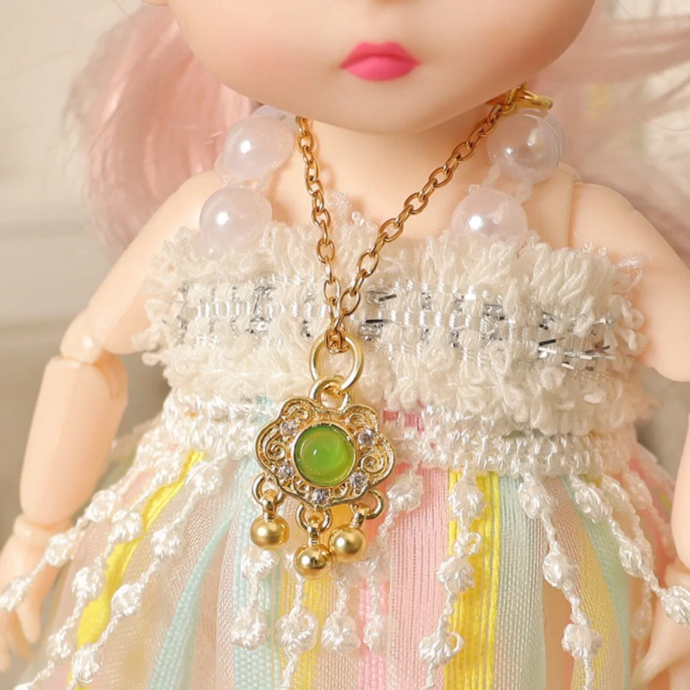 1/6 Miniature Simulation Necklace Chinese Beauty Dress Up Mini BJD Jade Buckle Necklace Blessing DIY Mini Jade Gourd Necklace